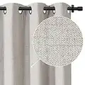 Rose Home Fashion 100% Linen Blackout Curtains for Bedroom 84 Inch Long 2 Panels Set Linen Textured Look Drapes with Blackout Liner, Blackout Curtains for Living Room/Farmhouse - (50x84 Beige)