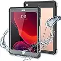 iPad 10.2 Case, iPad 9th Generation Waterproof Case iPad 8th / iPad 7th Case Full Body Protection 9th Cover with Pencil Holder Strap Stand Anti-Scratch Shockproof Cases for iPad 10.2 inch 2021 (Black)