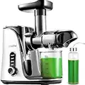 Juicer Machines,AMZCHEF Slow Masticating Juicer, Juicer with Two Speed Modes, Travel bottles(500ML),LED display, Easy to Clean Brush & Quiet Motor for Vegetables&Fruits (White, GM3001)