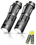 tuare 2 Pack Small LED Torches with AA Battery, 300 Lumens Super Bright Mini Torches LED with Storage Box, 3 Modes, Adjustable Focus, Mini Torch for Camping, Hiking, Gift for Men