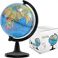 Wizdar 4'' World Globe for Kids Learning, Educational Rotating World Map Globes Mini Size Decorative Earth Children Globe for Classroom Geography Teaching, Desk & Office Decoration-4 inch