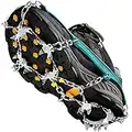 Crampons à Glace antidérapants en Acier Inoxydable avec 25 Pics de Traction pour Bottes, Chaussures pour Femmes, Hommes, Enfants, Protection sûre pour la randonnée, l'alpinisme（Teal, Medium