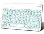 JANOLTY Beleuchtete Bluethooth Tastatur, QWERTZ Deutsche Tragbare Kabellose Tastatur, Wireless Tastatur,PC Tastatur, Tablet Tastatur für iPad 10.9 2022,iPad 10.2, iPad Pro/Air/Mini Samsung etc, Weiß