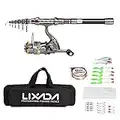 Lixada Telescopic Fishing Rod and Reel Combo Full Kit Spinning Fishing Reel Gear Pole Set with 100M Fishing Line,Fishing Lures,Fishing Hooks Jig Head, Fishing Carrier Bag Case (2.4M)