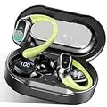 Kuizil Wireless Earbuds, Bluetooth 5.3 Headphones Sport Hifi Stereo HD Mic, 50Hrs Playback bluetooth earphones Dual LED Display, IP7 Waterproof ear buds with Earhooks Running, Green