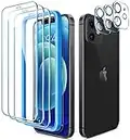 CANSHN 3 x Protector Pantalla para iPhone 12 y 3 x Protector de Lente Cámara con Ayuda de posicionamiento - Antiarañazos - Case Friendly - HD Cristal Templado para iPhone 12 6,1 pulgada