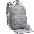 WELAVILA Mochila de pañales, Bolsas unisex para bebés con cambiador, bolsillos aislados y soporte para chupete, Mochila de viaje multifuncional grande mamá y papá (Gris)