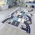 TT Home Tappeto Cameretta per Bambini Tappeto da Gioco Bambino Bambina Casa Auto Strade, Colore: Grigio, Dimensione:80x150 cm