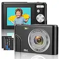 Appareil Photo Numérique 1080p FHD Mini Autofocus Video Caméra Numérique 48MP Rechargeable Petite Vlogging Caméra 16x Zoom Compact Caméra pour Enfants,Étudiants, Adultes,Débutants (Noir)