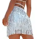 Breevo Space Girl Costume Women Belly Dancing Skirt Cowgirl Outfit Sequined Silver