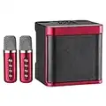 HIUYRFS Máquina de Karaoke, Altavoz Bluetooth Karaoke con 2 Microfono Inalambrico, Karaoke Completo Portátil Soporte Tarjeta TF, AUX, USB para Infantil, Adultos Fiestas, Rojo