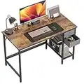 Cubiker Computer Home Office Desk with Drawers, 40 Inch Small Desk Study Writing Table, Modern Simple PC Desk, Rustic Brown