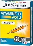 JUVAMINE - Immunité - Vitamine D 2000 UI 50ug - Défenses Immunitaires - Boite de 20 Ampoules (Lot de 1)