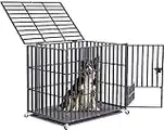 BingoPaw Gabbia per Cani Grande in Metallo Struttura Pesante, Kennel per Cani Taglia Grande con Ruote Anti-morso Indistruttibile Recinto per Cani da Interno Con 2 Serrature Antifuga 95x57x 81cm