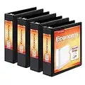 Cardinal Economy 3 Ring Binder, 2 Inch, Presentation View, Black, Holds 475 Sheets, Nonstick, PVC Free, 4 Pack of Binders (79522)