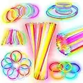 Bâtons lumineux, pack de 100 bâtons lumineux de 8 pouces avec connecteurs pour boules de bracelets, jouets lumineux pour fournitures de fête Glow (couleurs mélangées)