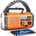 10000mAh Kurbelradio mit Handyladefunktion Solar, AM/FM Tragbar Notfallradio mit Wiederaufladbar Powerbank Solar Radio Dynamo mit Taschenlampe Leselampe SOS Alarm Kompass für Camping, Ourdoor