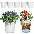 T4U Φ18CM Selbstwässernder Blumentopf Kräutertopf Weiß 6er-Set, Selbstbewässerung Wasserspeicher Pflanzgefäß Übertopf für Innen- und Außenbereich