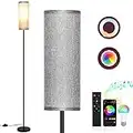 Lightess RGB Stand Floor Lamp Smart Dimming Corner Lamp with Remote Control DIY 16 Million Colors Changing Floor Lamp for Living Room Minimalist Reading Lamp for Home, APP Control, Grey Lampshade