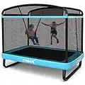 GYMAX 6FT Kids Trampoline with Swing, ASTM Approved Recreational Trampoline with Enclosure Safety Net, Indoor/Outdoor Baby Toddler Play Combo Bounce, Birthday for Boy & Girl (Blue)