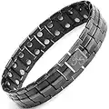 Kalsi Style Ultra Strength Titanium Magnetic Therapy Bracelet, Double Row 3500 Gauss Magnets for Men & Women, Free Resizing Tool & Gift Box (Gunmetal w/Silver Magnets)