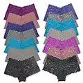 Lace Boyshort Panties for Women Soft Breathable Sexy Boy Short Underwear Pack of 7,Assorted Different Lace Pattern and Color