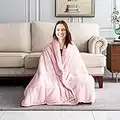 Stiio Weighted Blanket for Adult 15lbs, Sherpa Fleece Weighted Blanket 48x72 inch, Twin Size Bed Blanket, Soft Cozy Warm Fluffy Flannel Throw Blanket for Sofa/Couch/Bed, Peach Pink