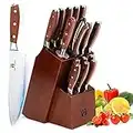 Vestaware - Juego de Cuchillos Cocina y Bloque Cuchillo - 16 Piezas Set Cuchillos Cocina Profesional y Soporte de Madera - Juego de Cuchillos Chef y Cuchillos de Carne Acero Inoxidable Alemán