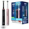 Oral-B PRO 3 3900 Elektrische Zahnbürste/Electric Toothbrush, Doppelpack, mit 3 Putzmodi und visueller 360° Andruckkontrolle für Zahnpflege, Geschenk Mann/Frau, Designed by Braun, schwarz/pink