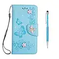 Grandoin Galaxy Note 8 Hülle, Bling Glitzer Glitter Handyhülle im Brieftasche-Stil für Samsung Galaxy Note 8 Handytasche PU Leder Flip Cover Case Schutzhülle Etui Case (Blau)