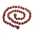 Genuine Baltic Amber Necklace - Raw not polished Beads - Cognac color - Knotted between beads (32)