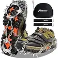 SHEEFLY Crampons Ice Cleats Traction,19 Spikes Snow Grips Ice Grippers Traction Anti-Slip Stainless Steel Spikes for Shoes and Boot,Microspikes for Running,Hiking,Climbing,Fishing,Running