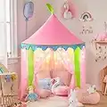 Tiny Land Tienda Campaña Infantil, Tienda de Princesa con Luces de Estrellas y Bolsa de Transporte- Pop Up Play Carpa, Cabaña Infantil Interior- Playhouse Toy para Juegos de Interior y Exterior