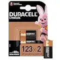 Duracell 123 Pile lithium haute puissance 3V, lot de 2 (CR123 / CR123A / CR17345), pour caméras Arlo, capteurs, verrous sans clé, flashs photo et lampes de poche