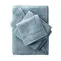 Cariloha Organic Bamboo-Viscose and Turkish Cotton Towel Set - Soft Towel Set for Face and Body - 600 GSM - Blue Lagoon - Set of 3 Towels