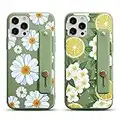 Yoedge 2 Piezas Silicone Funda Compatible con Apple iPhone 12 Mini 5,4", Carcasa Dibujos Animados con Soporte de Agarre, Mate Suave TPU Antigolpes Case para iPhone 12 Mini, Flor 3