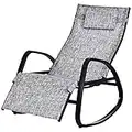 Outsunny Fauteuil à Bascule Dossier inclinable réglable Chaise Longue Pliable dim. 64L x 94l x 108H cm métal époxy Noir textilène Gris chiné