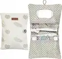 Hamur Home Windeltasche mit Wickelunterlage Organizer und Kosmetiktasche 2in1 - Kleine Wickeltasche für Unterwegs Mamas Windeln Creme Tücher Baby Organizer (Leaves)