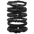 MILAKOO 6 Pcs Braided Leather Bracelets for Men Women Woven Cuff Bracelet Adjustable