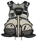 Stohlquist Fisherman Adult Men's Life Jacket - Excellent Cockpit Management, Dual Front-Mounted Pockets, Easy Mounts for Equipment - High Back for Kayak Seating | Small/Medium, Khaki