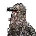 QuikCamo Realtree Xtra Camo Hat with Built-in 3D Leafy Face Mask, Turkey Hunting Gear for Ghillie Suits and Bowhunting (Adjustable, One Size Fits Most)