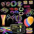 iGLOW Glow Sticks Bulk Party Pack Multicolor Non Toxic 233 Pieces Light Stick Set