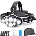 MLIAIMCE Head Torch,Rechargeable Headlamp Super Bright 18000 Lumens 8 Lighting Mode,Lightweight Waterproof Head Torch,Hands-Free Flashlight for Working,Fishing,Camping,Running