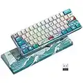 HITIME XVX M61 60% Mechanical Keyboard Wireless, Ultra-Compact 2.4G Rechargeable Gaming Keyboard, RGB Backlit Ergonomic Keyboard for Windows Mac PC Gamers(Coral Sea Theme, Gateron Red Switch)