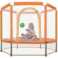 Merax 55" Mini Trampoline for Kids, 4.5FT Indoor Outdoor Toddler Trampoline with Safety Enclosure Net and Pit Balls Baby Small Trampoline Birthday Gifts for Boy and Girls Age 3 Months and up