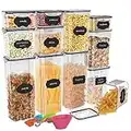 Jim's Store Boite de Rangement Cuisine Lot de 12 Pcs, Contenants Céréales Hermétiques, Bocaux Hermetiques Alimentaires en Plastique Scellée avec Couvercle, pour Stocker les Cereales, Farine, Pâtes