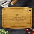 Personalised Chopping Board Bamboo Cheese Board Gift for Mum Laser Engraved Housewarming Gift Custom Wedding, Valentines or Anniversary Present for Families (Queen/King of The Kitchen)