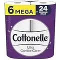 Cottonelle Ultra ComfortCare Toilet Paper, 6 Mega Rolls, Soft Bath Tissue (6 Mega Rolls = 24 Regular Rolls)