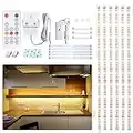 WOBANE Dimmable Under Cabinet LED Lighting Kit, 6*50cm LED Strip Lights with Remote Control, LED Counter Lights for Kitchen,Cupboard,Shelf,TV Back,Showcase,2700K Warm White,Bright, Timing,12V,1500lm