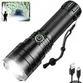 Rechargeable Flashlights, Bright LED Flashlight of Military Grade 10000 Lumens, 4 Modes, Adjustable, IPX5 Waterproof Handheld Flash Light for Camping Emergency